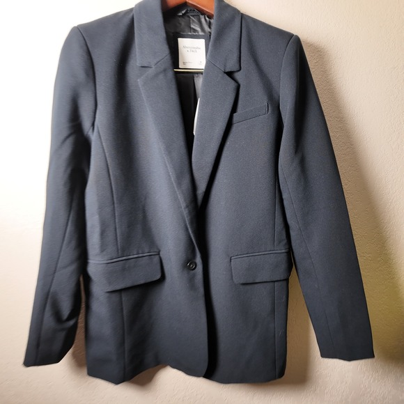 Abercrombie & Fitch Jackets & Blazers - Abercrombie Fitch Dark Navy Single Button Blazer Jacket Womens Size Medium M